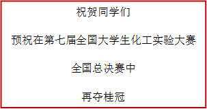 祝贺同学们预祝在第七届全国大学生化工实验大赛全国总决赛中再夺桂冠